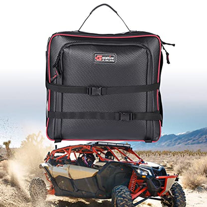 X3 Under Seat Storage Bag for Can-Am Maverick X3 2017-2025 | Large Capacity Tool Pouch Storage Bag Easy to Carry(RED PIPING) - color: RED PIPING
