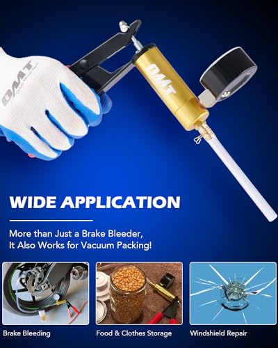 Orion Motor Tech Brake Bleeder Kit with Hand Pump and Pressure Gauge, Hand Vacuum Pump with Brake Bleeder Bottle Adapters Case & Gloves for One Person Brake Fluid Power Steering Fluid Bleeding - color: Black