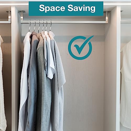Heavy Duty Metal Hangers with Unique Hook Design Durable & Sturdy Coat Hangers 4mm Thick Withstands 25lbs Weight Smooth Powder Coated Finish Compact Shirt Hangers - 10 Pack Chrome - color: Chrome - 4mm Heavy Duty Hanger