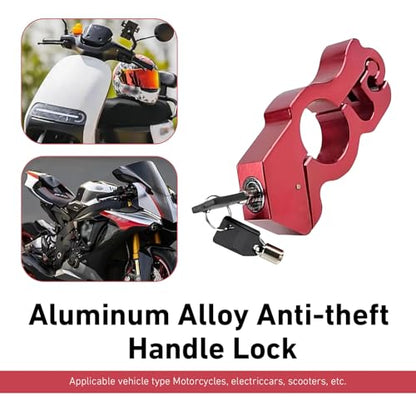 Motorcycle Handlebar Lock, Anti-theft Motorcycle Throttle Lock, Adjustable Brake Handlebar Locking Device, Universal Security Devices for Bicycle Scooter Moped ATV Tricycle (Red) - color: Red