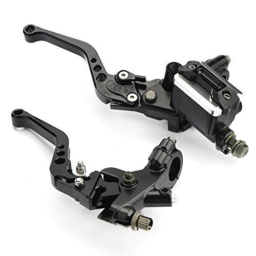 Universal 7/8" 22mm Motorcycle Brake Lever Handlebar Brake Master Cylinder Clutch Levers Set Compatible with Harley Honda Kawasaki Suzuki Yamaha Motorbike Brake Lever(Black) - color: Black
