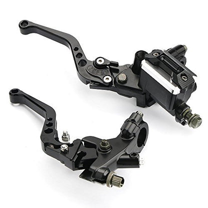 Universal 7/8" 22mm Motorcycle Brake Lever Handlebar Brake Master Cylinder Clutch Levers Set Compatible with Harley Honda Kawasaki Suzuki Yamaha Motorbike Brake Lever(Black) - color: Black