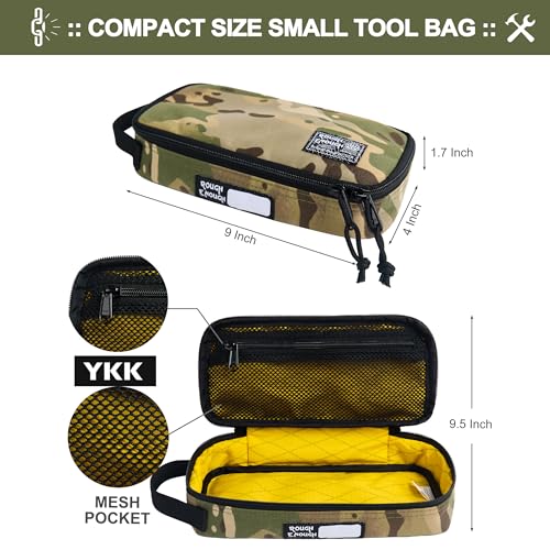 Rough Enough Small Tool Bag - 9" Padded Tool Pouch for Electricians, Motorcycle Repair, Camping - Compact Heavy Duty Water-Resistant EDC Organizer, Camo
