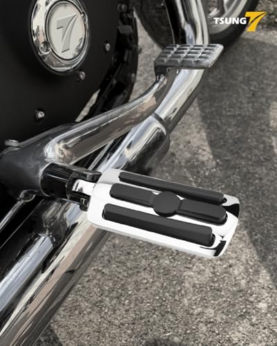 TSUNG Motorcycle Foot Pegs Passenger Footpegs Male Mount Foot Rest Pedal Compatible with Harley Davidson Touring Street Glide Road King Road Electra Glide Sportster Dyna Softail (B-Chrome) - color: B-Chrome