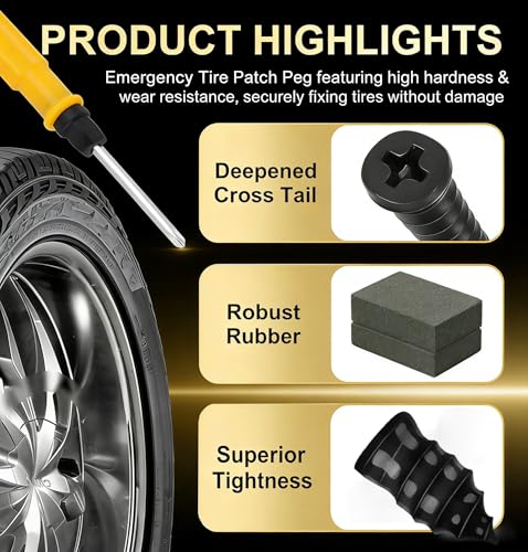 61 PCS Tire Plugs Kit Tire Repair Kit with Plugs Screw in Tire Plugs with Screwdriver Self-Service Tire Repair Rubber Nail Kit for Car Motorcycle Truck Tractor Bicycle - Tire Puncture Repair Plug Kit - size: 61 Pcs