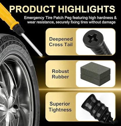61 PCS Tire Plugs Kit Tire Repair Kit with Plugs Screw in Tire Plugs with Screwdriver Self-Service Tire Repair Rubber Nail Kit for Car Motorcycle Truck Tractor Bicycle - Tire Puncture Repair Plug Kit - size: 61 Pcs