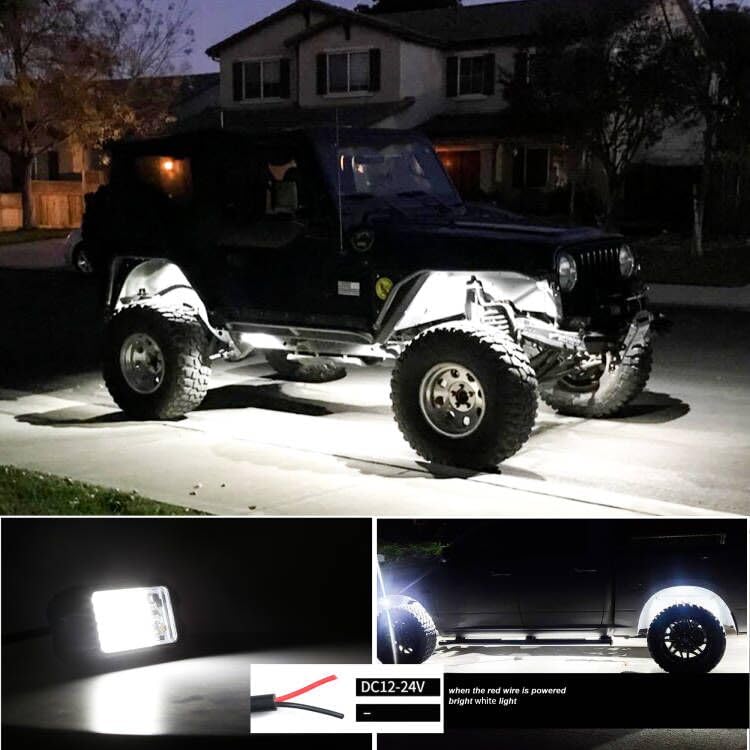 Nicoko 4Pods Pure White 72 LEDs SMD Chips 72w High Power Rock Lights Super Bright White Offroad Car Boat Underglow Lights IP68 Waterproof for Truck SUV UTV ATV RZR - size: Pure white rock lights - 4 pack