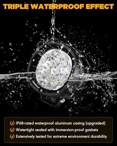 Auxbeam 4 Inch Round Offroad Light, 90W LED Amber White Spot Strobe Light Pods with 6 Modes, Dual Color Flashing Driving Fog Lights Bar Plug & Play for Truck, Pickup, SUV, ATV, UTV, 4x4, Jeep - color: P4 Series-6 Modes Spot Beam