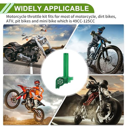 22mm Throttle Grip with 120cm Red Throttle Cable 1 Pair of Checkered Red Handle Grips Screw Accessories Aluminum Alloy Motorcycle Throttle Grip Green