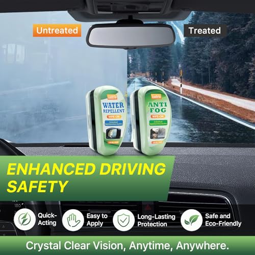 Anti-Fog & Water Repellent Kit for Car Windshield - Hydrophobic Coating, Quick Defogging & Rain Protection, Long-Lasting Clear Vision for Windows, Mirrors, Glasses, Helmet, Shower Door