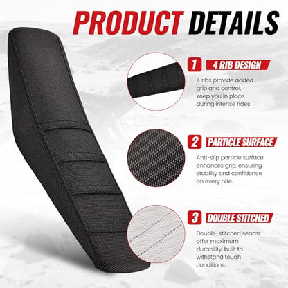 Seat Cover for Yozma IN10,Black Stripe Non-Slip Motorcycle Cushion Cover for Electric Dirt Bike Ebike Yozma in 10-Black - color: Black
