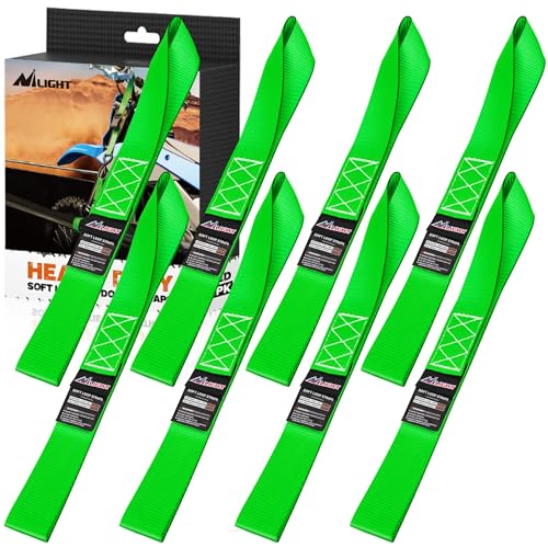 Nilight Soft Loop 1.7”×17" Motorcycle Tie Down Straps Heavy Duty 12000Lbs Max Break Strength for Securing ATV UTV Kayak Moving Cargo (8PK-Green) - color: Green