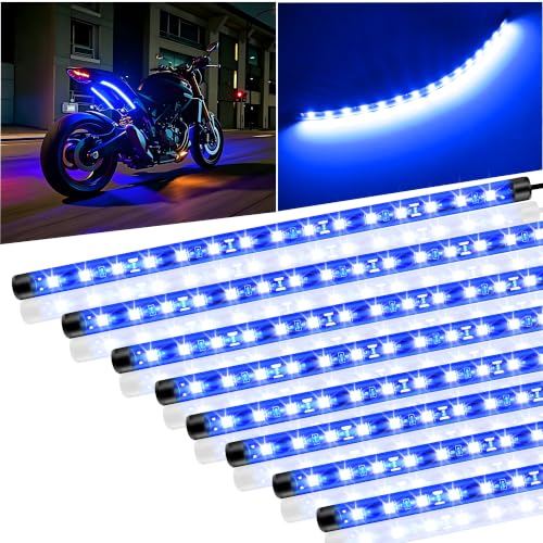 8 Pcs Car Led Light Strip IP67 Waterproof 11" Flexible Led Lights Underglow 12V for Car Motorcycle Boat Golf Cart Interior Exterior Decoration - Blue - color: blue