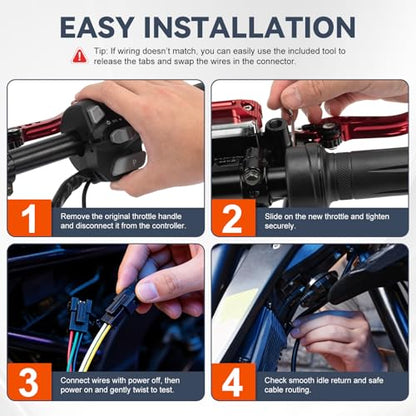 Full Twist Throttle with Keys Upgraded Waterproof Quick Twist Throttle Grip KIt for Ridstar Q20 Electric Dirt Bike Scooter Bicycle Scooter Mountain Bike Ebike - size: Standard