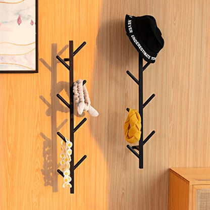 Modern Heavy Duty Coat Hanger Set of 2 - Wall Mount Hat Rack for Cowboy Hats, Baseball Caps & Jackets - Black Metal Coat Stand