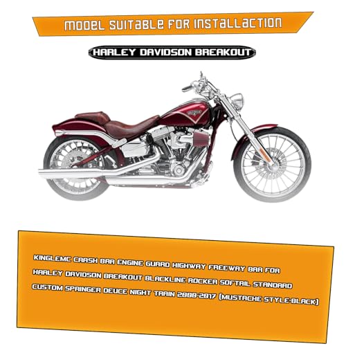 Kinglemc Crash Bar Engine Guard Highway Freeway Bar for Harley Davidson Breakout Blackline Rocker Softail Standard Custom Springer Deuce Night Train 2000-2017 (Mustache Style-Chrome) - color: Mustache Style-Chrome