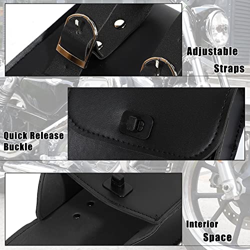 X AUTOHAUX Motorcycle Tool Bag Handlebar Bags Cycling Luggage Bag Waterproof Quick Release Buckle Faux Leather Square Black 6.30''x3.54''x7.28''