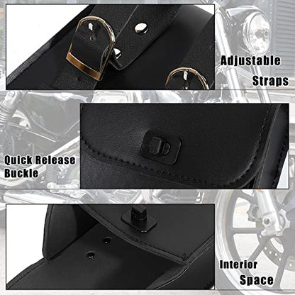 X AUTOHAUX Motorcycle Tool Bag Handlebar Bags Cycling Luggage Bag Waterproof Quick Release Buckle Faux Leather Square Black 6.30''x3.54''x7.28''