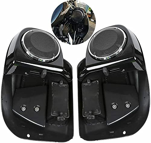 TCMT Highway Engine Guard Crash Bar Lower Vented Leg Fairing with 6.5" Speakers Fit For Harley Touring 2014-2024 Road King Road Glide Street Glide Electra Glide - color: Chrome Crash Bar, Standard Leg, size: Style B Lower Vented Leg