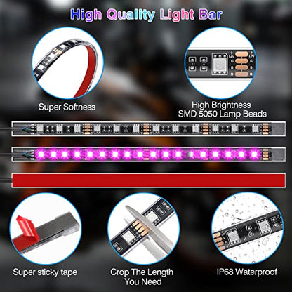 20PCS Motorcycle RGB LED Light Kit with Brake Turn Signal Dual Zone, Underglow Lights with APP/RF Remote, Neon Accent Waterproof 12V for Touring, Large Cruiser & Custom Show Motorcycle