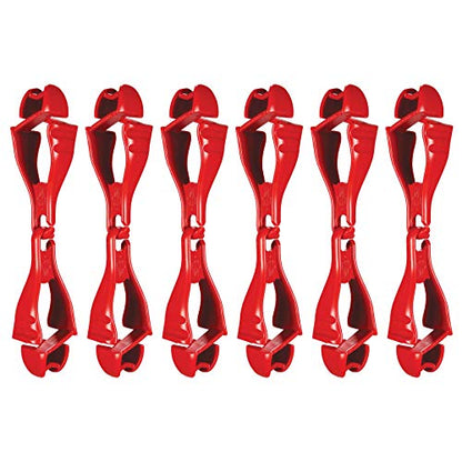 Ergodyne Squids 3400 Glove Clip Holder with Dual Clips, 6-Pack, Red - color: Red, size: 6-Pack