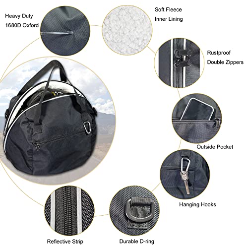 Helmet Bag,Motorcycle Helmet Storage Bag,Lightweight Soft Fleece Lining Water-resistant 1680D Oxford with Strap, Reflective Strip (Black)