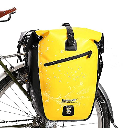 Rhinowalk Bike Bag Waterproof Bike Pannier Bag for Bicycle Cargo Rack Saddle Bag Shoulder Bag Laptop Pannier Rack Bicycle Bag Professional Cycling Accessories - color: Yellow