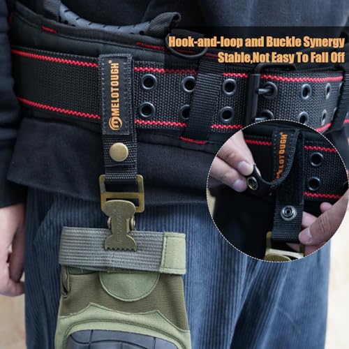 MELOTOUGH Glove Clip Tactical Glove Clips Work Glove Holders Strap with Alligator Clip for Tool Belt,Tool Bag,Tool Backpack - color: Black
