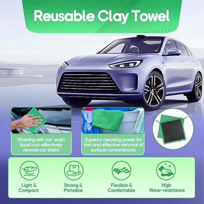 2PCS Clay Towel Auto Detailing, Clay Bar Towel Cloth Auto Detailing for Car (12 x 12 in) (Green) - color: Green