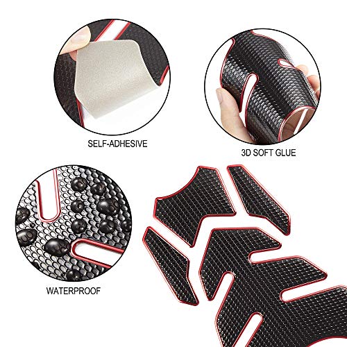TOMALL 3D Gas Protector - Soft Rubber Tank Pad Decal, Anti Slip Waterproof Motorcycle Sticker (Red) - color: Red