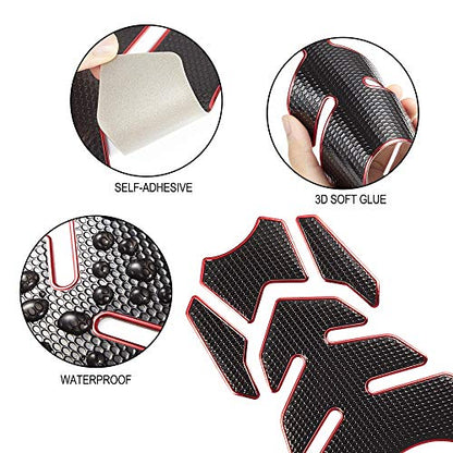 TOMALL 3D Gas Protector - Soft Rubber Tank Pad Decal, Anti Slip Waterproof Motorcycle Sticker (Red) - color: Red