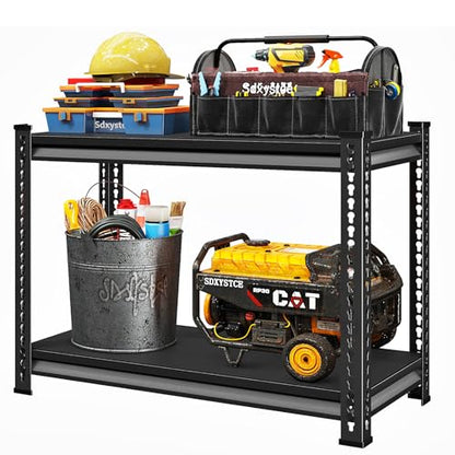 40" W Garage Shelving Heavy Duty, 900 Lbs Loads Garage Storage Shelves Heavy Duty, 2-Tier Metal Shelving Units and Storage for Basement, Retiple Tanks,40" Wx18 Dx36 H, Black