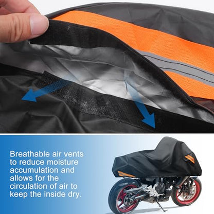 uxcell Motorcycle Cover Waterproof Half Cover Outdoor Motorbike Rain Cover Protector for Harley Dyna FXD FXDF Low Rider Super Wide Glide Fits 96" Black