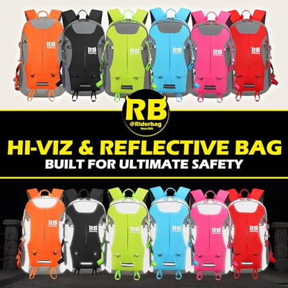 Reflective Motorcycle Backpack – Hi Viz EDC Commuter Bag for Riders, Night Travel, and Daily Use with Helmet Holder, Laptop Compartment, Ventilated Back, Urban Gear (green backpack) - color: Green
