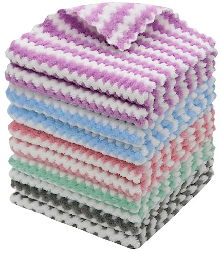 Microfiber Cleaning Cloth, 10 Pack Microfiber Rags,12”x12”,Mix Color | Lint Free Dish Cleaning Cloths, Fast Drying Dish Rags For Cleaning, Absorbent Washcloths - color: Mix Color 7