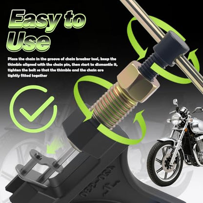 Motorcycle Chain Breaker with 420 Chain Master Link,Motorcycle Chains Tool Kit with Breaker Thimble,Professional Chains Removal Tool Kit for 530 525 520 428 420 415 410 - color: 1*Chain Breaker + 1*Replacement Pin + 5* 420 Chain