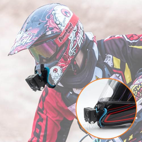AUTOXBERT Motorcycle Helmet Chin Strap Mount with Phone Clip Kit for GoPro Hero 11/10/9/8, Smartphones, Motocross Helmet Extension Attachment Mounting Accessories