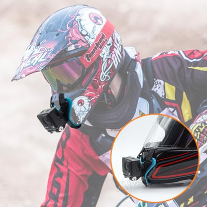 AUTOXBERT Motorcycle Helmet Chin Strap Mount with Phone Clip Kit for GoPro Hero 11/10/9/8, Smartphones, Motocross Helmet Extension Attachment Mounting Accessories