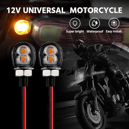 mini led turn signals motorcycle blinkers dirt bike Rear front turn signals universal bullet signal lights suitable for honda harley suziki motorcycles (TURN02) - color: 2 led chips