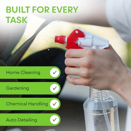 BRIGHTFROM Plastic Spray Bottle, 16 OZ Empty, Adjustable Trigger Spray Fine to Stream - Leak Proof, Clear, Refillable, Heavy Duty for Hair Salons, Cleaning, Cooking (Household/Commercial)