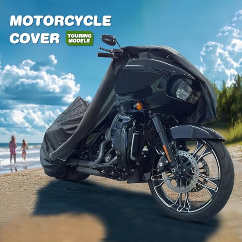 Motorcycle Cover for Harley Davidson Touring Models Road Glide Limited, Ultra Limited, Ultra Classic, Road King, Road Glide, Street Glide, Electra Glide - Waterproof Motorcycle Cover Outdoor Storage - size: 110"-Touring Ultra