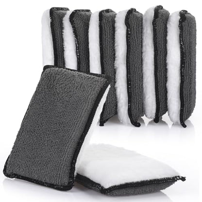 Mudder 8 Pcs Car Interior Scrubbing Sponge 5'' x 3'' Fiber Car Wax Applicator pad Household Cleaning Sponges for Leather Car Seat Couch Cleaning (Gray White) - color: Gray White