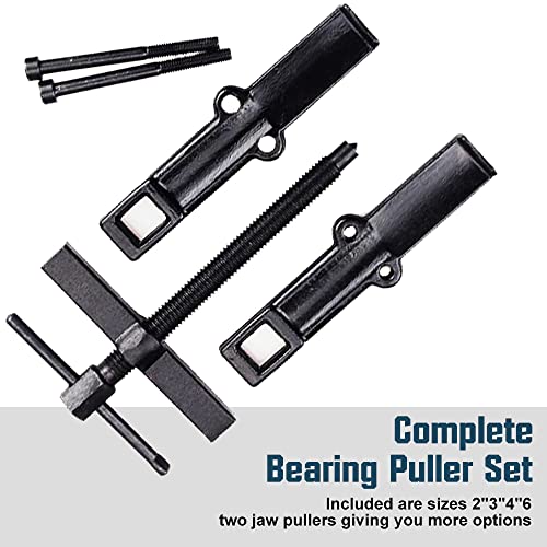 4 Bearing Puller 2'' 3'' 4'' 6'' with 2 Jaws Bearing Puller Tool Adjustable, Chrome Vanadium Steel Bearing Gear Puller Kit Hand Remover Tool Pump Pulley Remover for Wheel, Motorcycle, Bearings, Gears - size: 2-Jaw Bearing Puller 2'' 3'' 4'' 6''