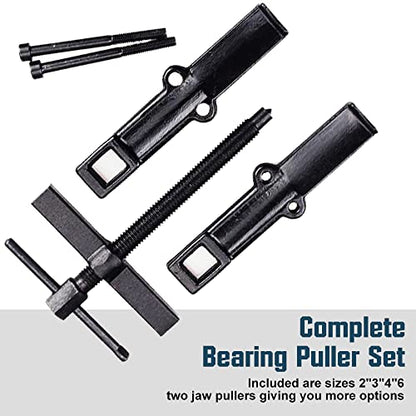 4 Bearing Puller 2'' 3'' 4'' 6'' with 2 Jaws Bearing Puller Tool Adjustable, Chrome Vanadium Steel Bearing Gear Puller Kit Hand Remover Tool Pump Pulley Remover for Wheel, Motorcycle, Bearings, Gears - size: 2-Jaw Bearing Puller 2'' 3'' 4'' 6''