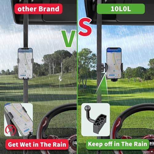 10L0L Golf Cart Phone Holder Mount - Universal Fit for Club Car DS, Yamaha, EZGO TXT RXV (0.75"-1.25" Square Tube), 360° Rotation, Secure Phone Caddy for iPhone & Android, Golf Accessories