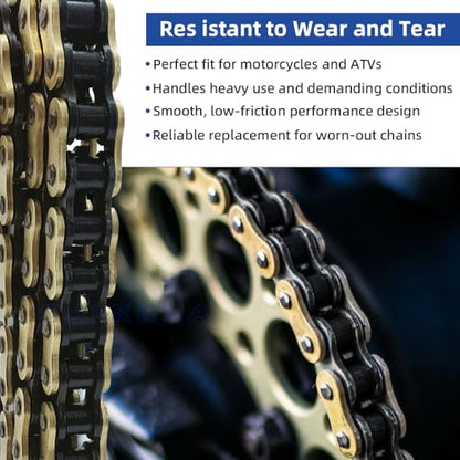 428H Drive Chain 130 Link with 6pcs Connecting Master Link Compatible with 125cc 150cc 200cc Motorcycle ATV Dirt Bike Seamless Small Tub with Chain Breaker - size: 130 Link