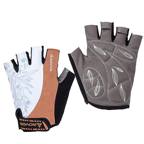 Cycling Gloves for Men & Women - 5MM Anti-Slip Shock-Absorbing Gel Pad, Lightweight & Breathable Half Finger Design for Mountain Cycling, Gym, Motorcycle, Outdoor Sports - color: Silky Rose, size: X-Large