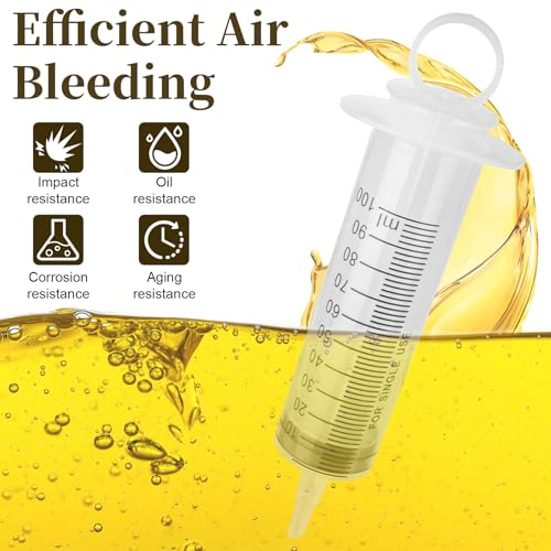 Sixzoo Motorcycle Brake Bleeder Kit, Hydraulic Disc Brake Bleeding Kit with 100ML Syringe 50cm Hose, Reverse Brakes Bleeder, Brakes Fluid Flush Kits for Motorcycle Cars Scooters Repair Maintenance