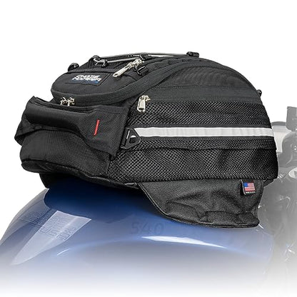 Chase Harper USA 540 Magnetic Tank Bag - Water-Resistant, Tear-Resistant, Industrial Grade Ballistic Nylon with Anti-Scratch Rubberized Bottom, Neodymium Magnets within Magnetic Wings – Black