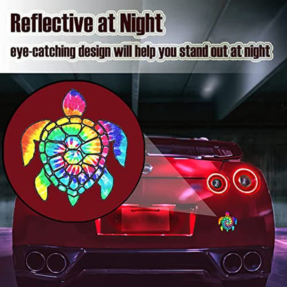 2 Pack Turtle Tie Dye Reflective Vinyl Car Decals Stickers Van Trucks Women Men Motorcycle Laptop Decals Skateboard Bike Bumper Window 5.1" - color: Turtle-1